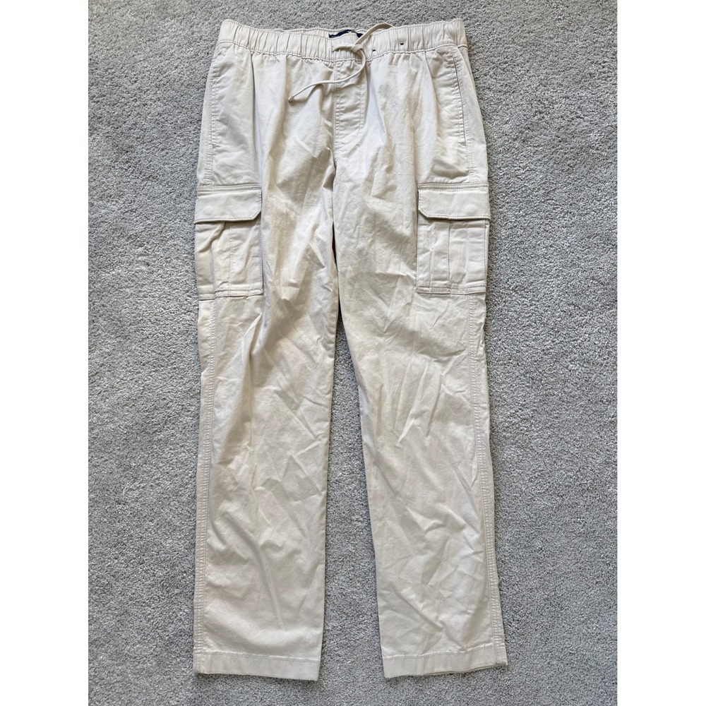 Hollister Slim Cargo Pants Mens Large Tan Khaki Epic Flex Elastic Waist Stretch